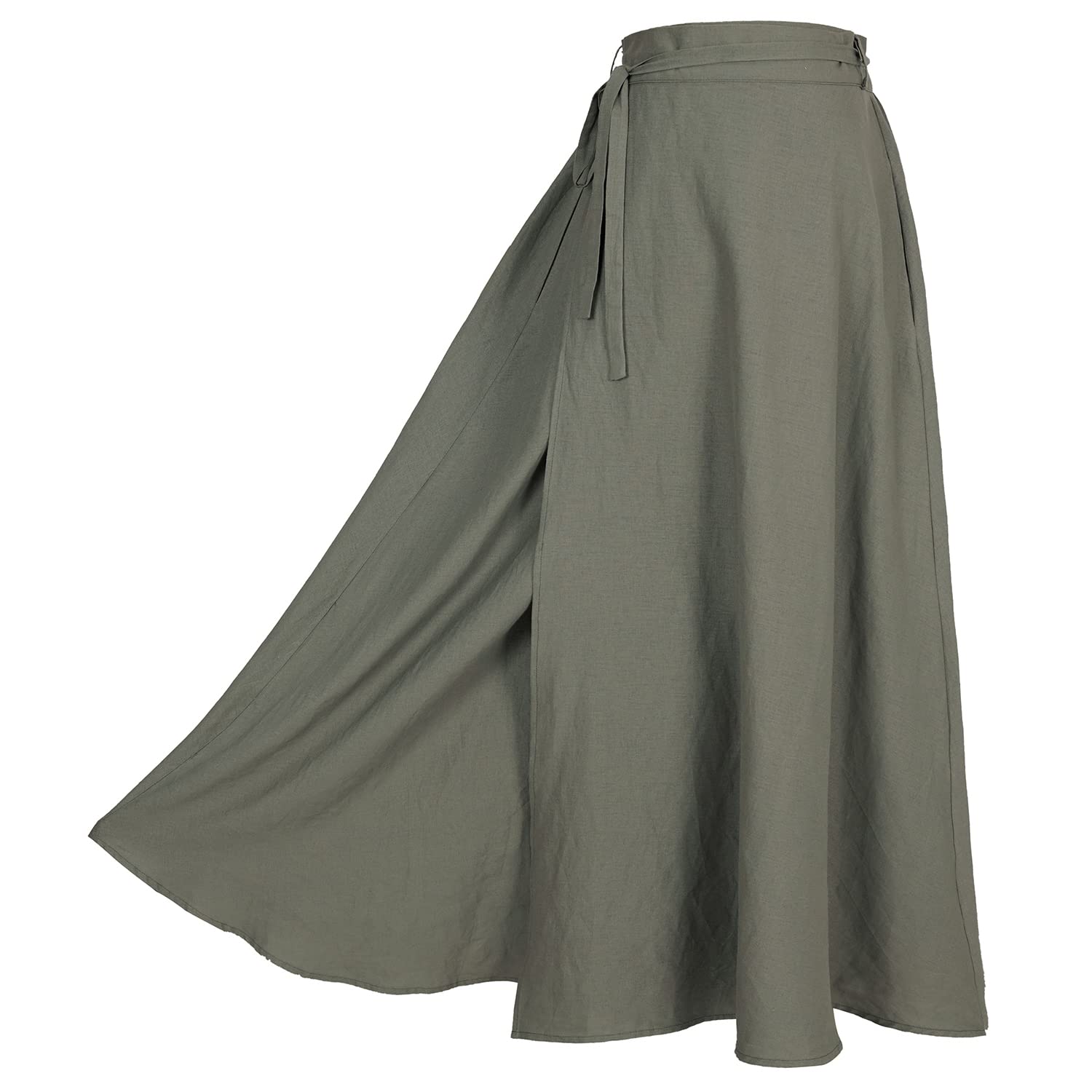 RaindayPlus Size Linen Wrap Skirt with Maxi Skirt Casual Vintage A line Linen Skirt for Women S-4XL