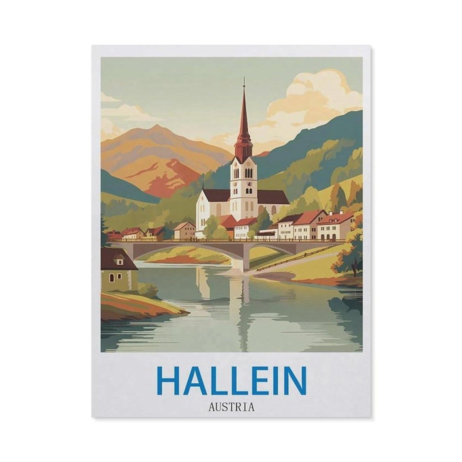 Vintage Metal Tin Sign，Hallein Austria，Retro Wall Decor Art Tin Sign for Home Coffee Bar Restaurant Pub(15x30cm）6x12 inch-ED99