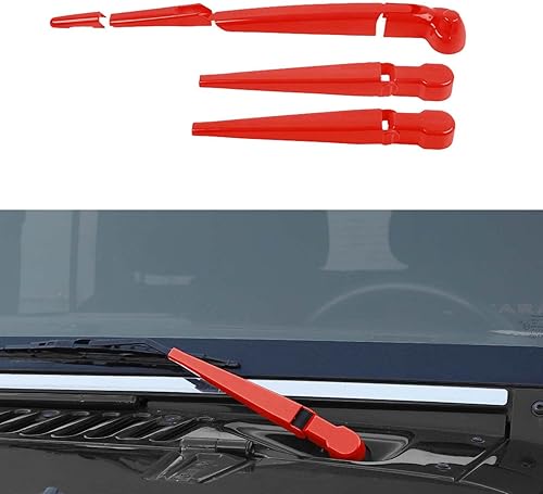 RAZPOY JK Limpiaparabrisas frontal y trasero, 3 piezas, compatible con Jeep Wrangler JK JKU 2007-2017, rojo