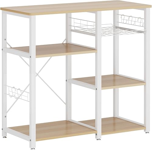 Miniatura 32 de Estante de cocina de 3 niveles de Soges con funciones de soporte para horno de microondas, carrito de almacenamiento y estante para área de trabajo,