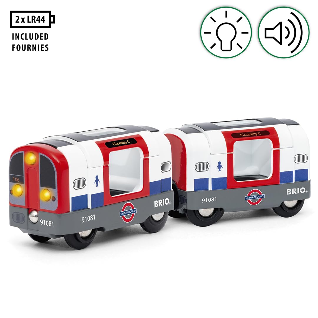 BRIO World - 36085 Trains of The World Londoner U-Bahn mit Licht und Sound | Spielzeugzug mit Licht & Sound für Kinder AB 3 Jahren