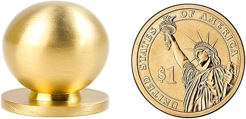 Miniatura 3 de RZDEAL 8 tiradores redondos de latón macizo para cajones de gabinete, manijas pequeñas doradas para manijas de tocador, pomos de 1 pulgada (0.984 in)