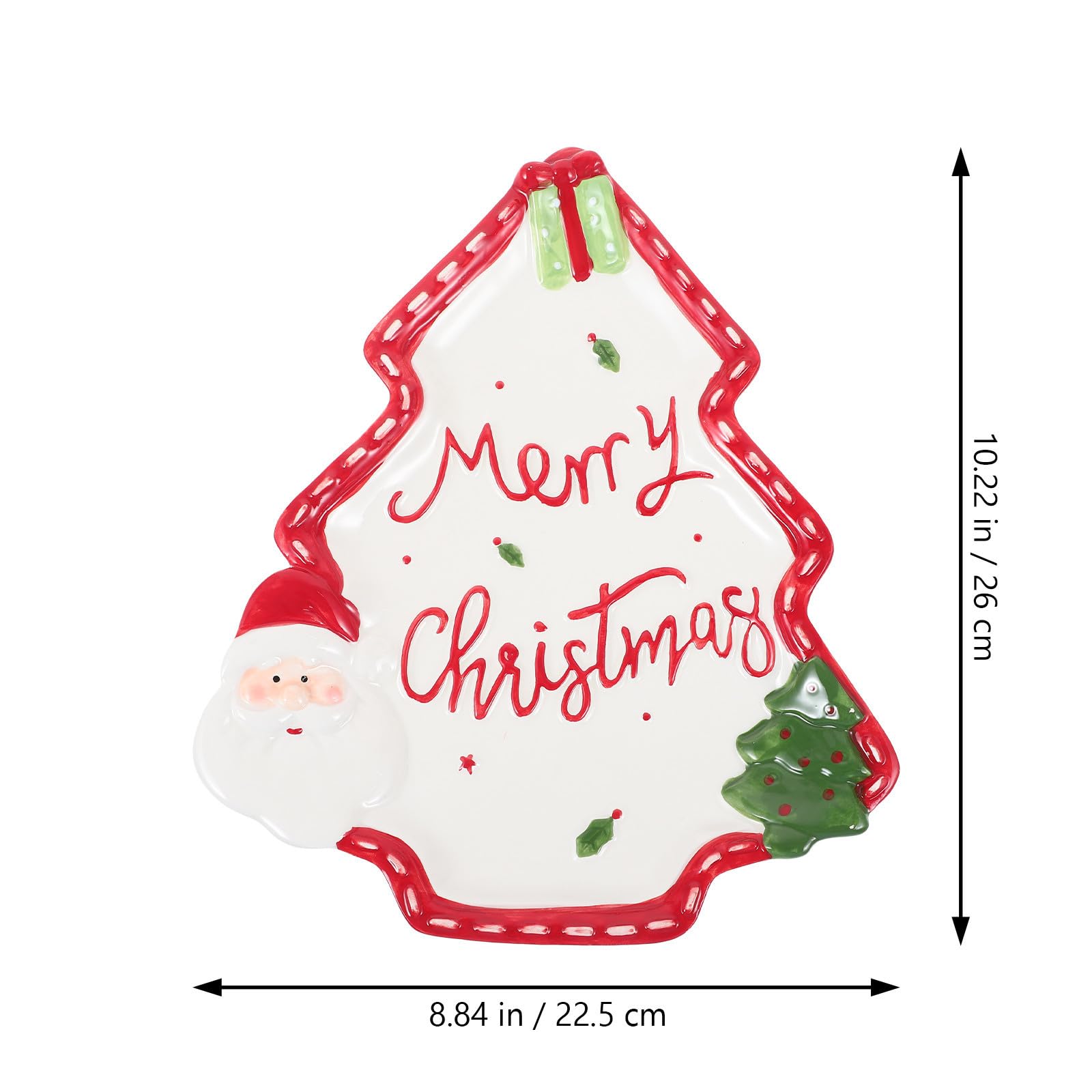 Outanaya Piatto di Natale in Ceramica a Forma di Albero Design 3d Babbo Natale, Versatile e Facile da Pulire, per Snack e Celebrazioni in Famiglia