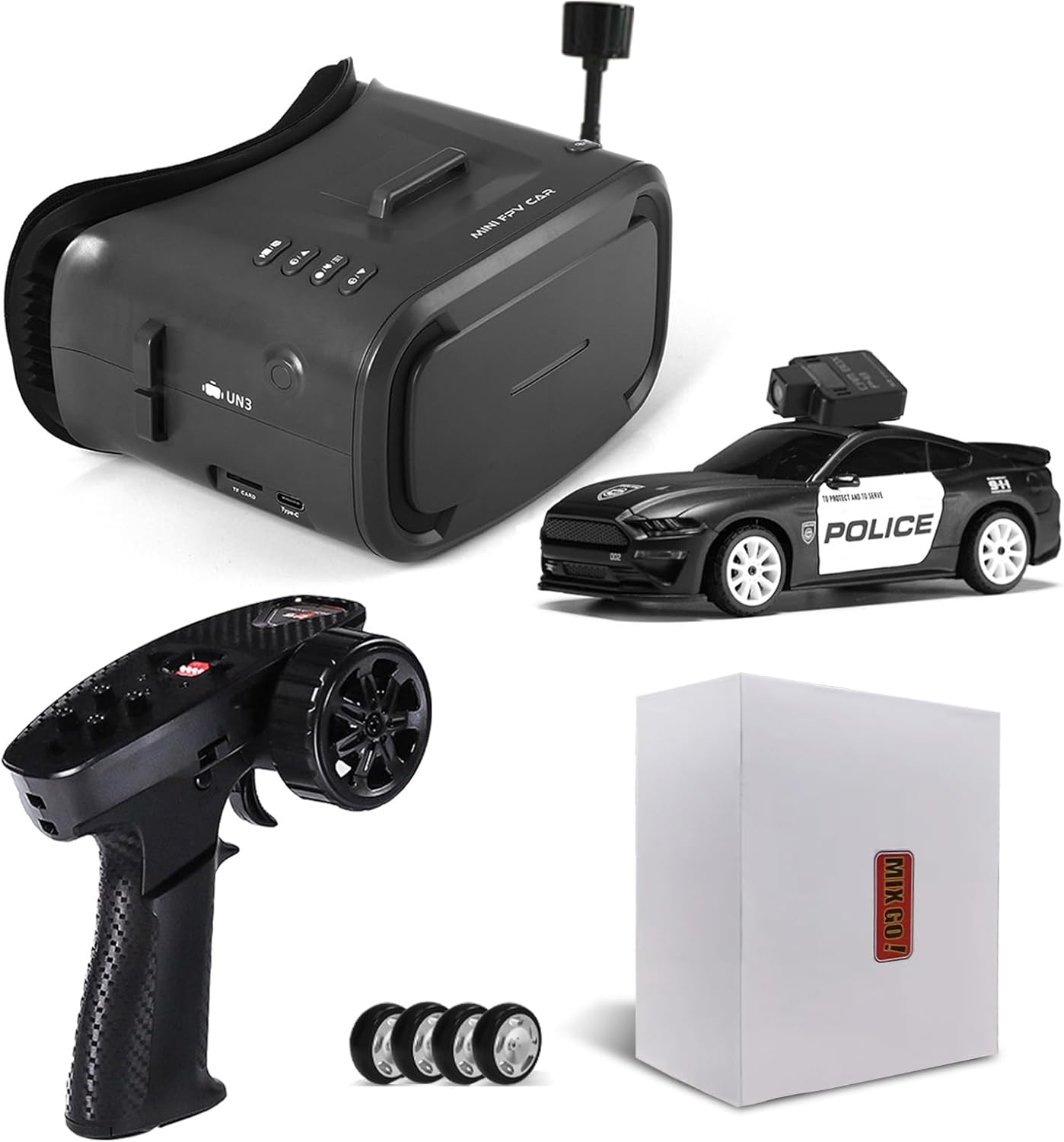 MG034 FPV Drift RC Car with Goggles & Camera for Thrilled Rxperience,20KM/H Remote Control Cars- Gyro,Drift/Racing Tires,Full Simulated Lighting System,4WD RC Car Toy for Adult (Black, FPV Version)