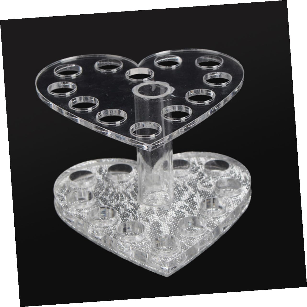 Makeup Brush Holder Organizer Rack 2pcs Heart Shaped Acrylic image 5