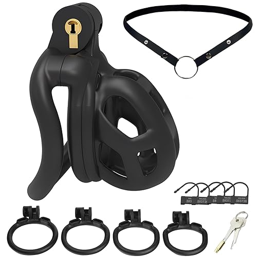 Fritosy Resin Male Chastity Cage, Chastity Device with 4 Rings and Auxiliary Chastity Belt for Men - Adult BDSM Sex Toys for Penis Bondage Sex Games (Nub) - Nub