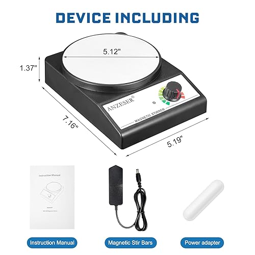 Miniatura 5 de Agitador magnético, placa de agitación magnética, agitadores de laboratorio de 3000 rpm, con barra de agitación, capacidad máxima de agitación