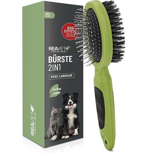 ReaVET Cepillo para perros 2 en 1, cepillo para gatos y pelo largo