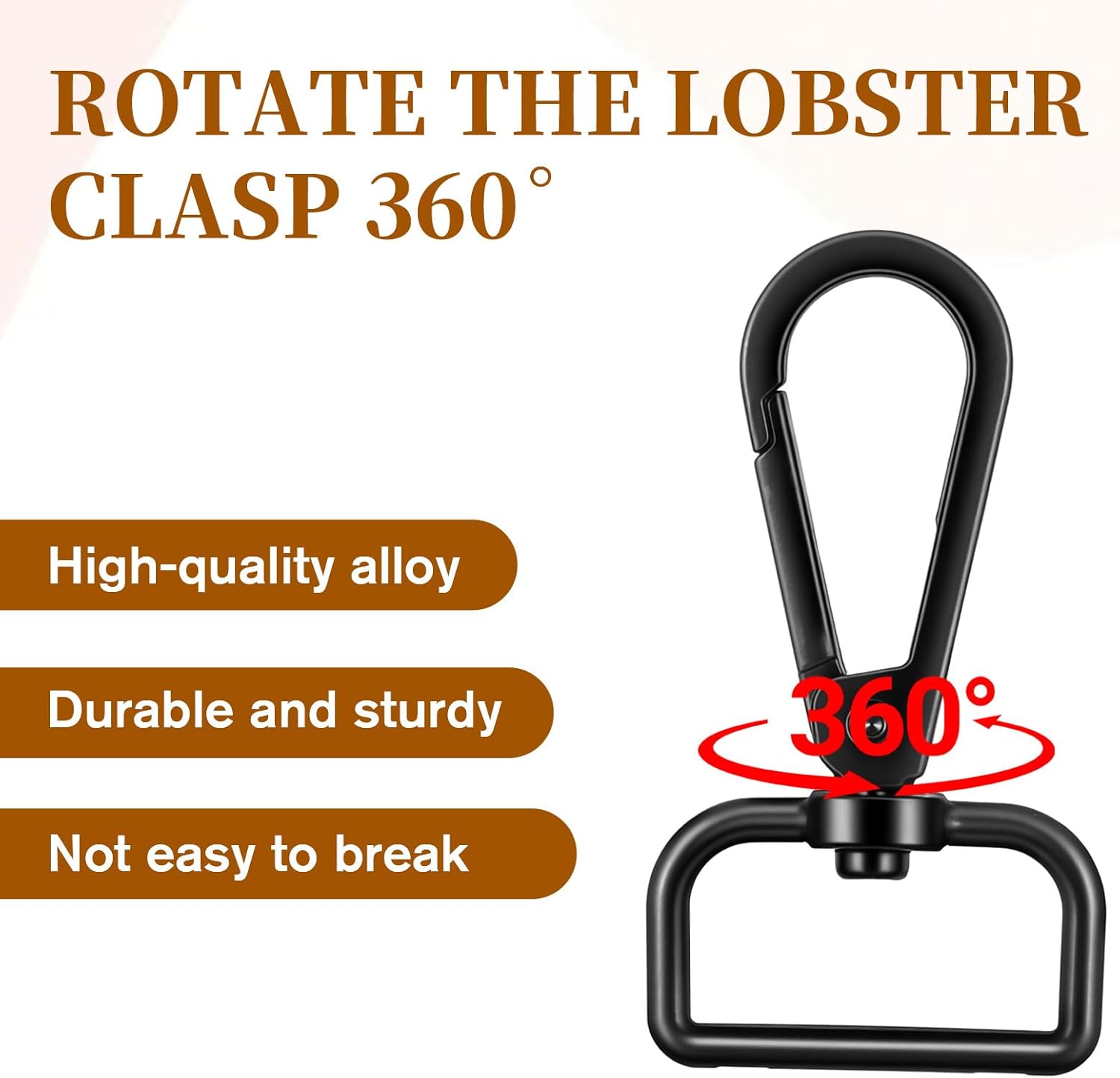 6 Pcs Black Metal Swivel Lobster Claw Clasps, 1 Inch Zinc Alloy Snap Hooks for Keychains, Purse Hardware, Bag Making and DIY Crafts - Image 3