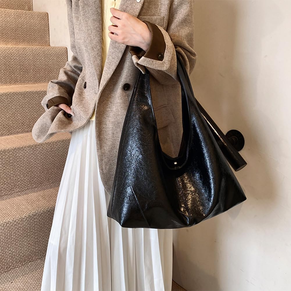 Burgundy Purse Large Tote Bags for Women Slouchy Hobo Bag Leather Hobo Bags for Women - Image 3