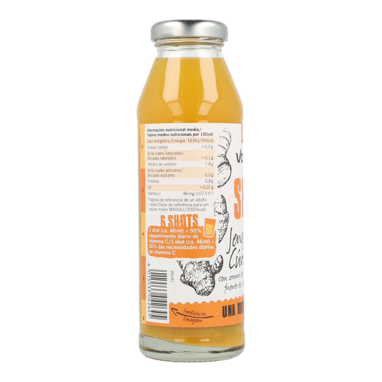 Voelkel SHOT de Jengibre y cúrcuma naranja acerola limón 280ml