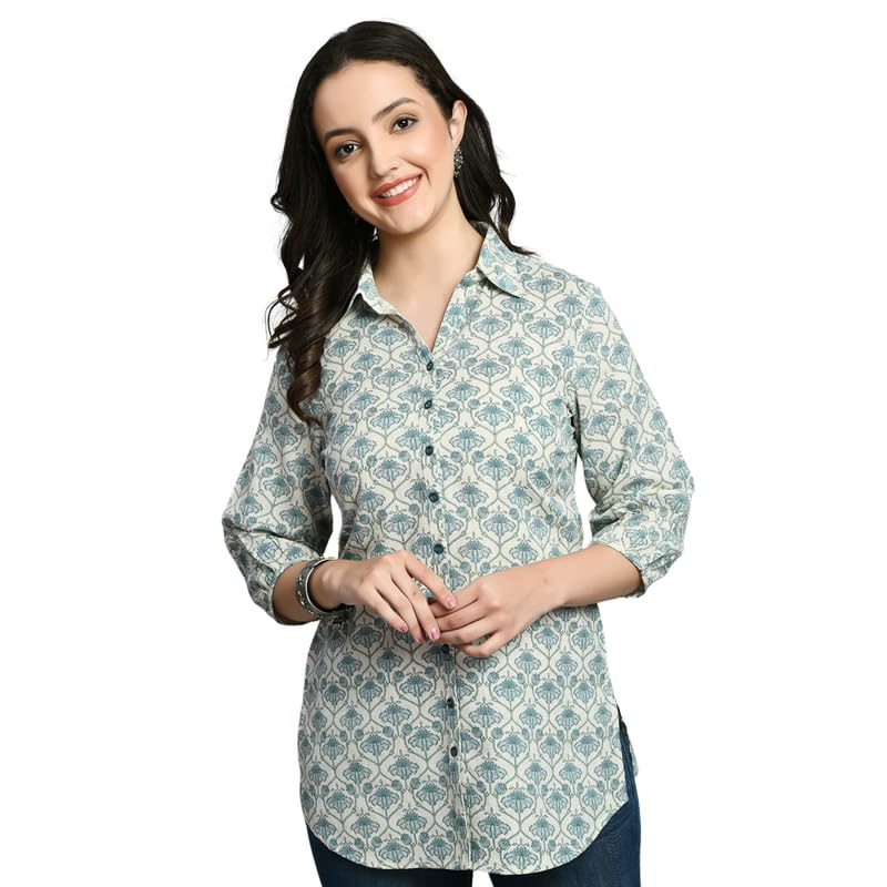 Image of Meesan Women's Casual Ethnic 3 /4 Sleeve Printed Tunic