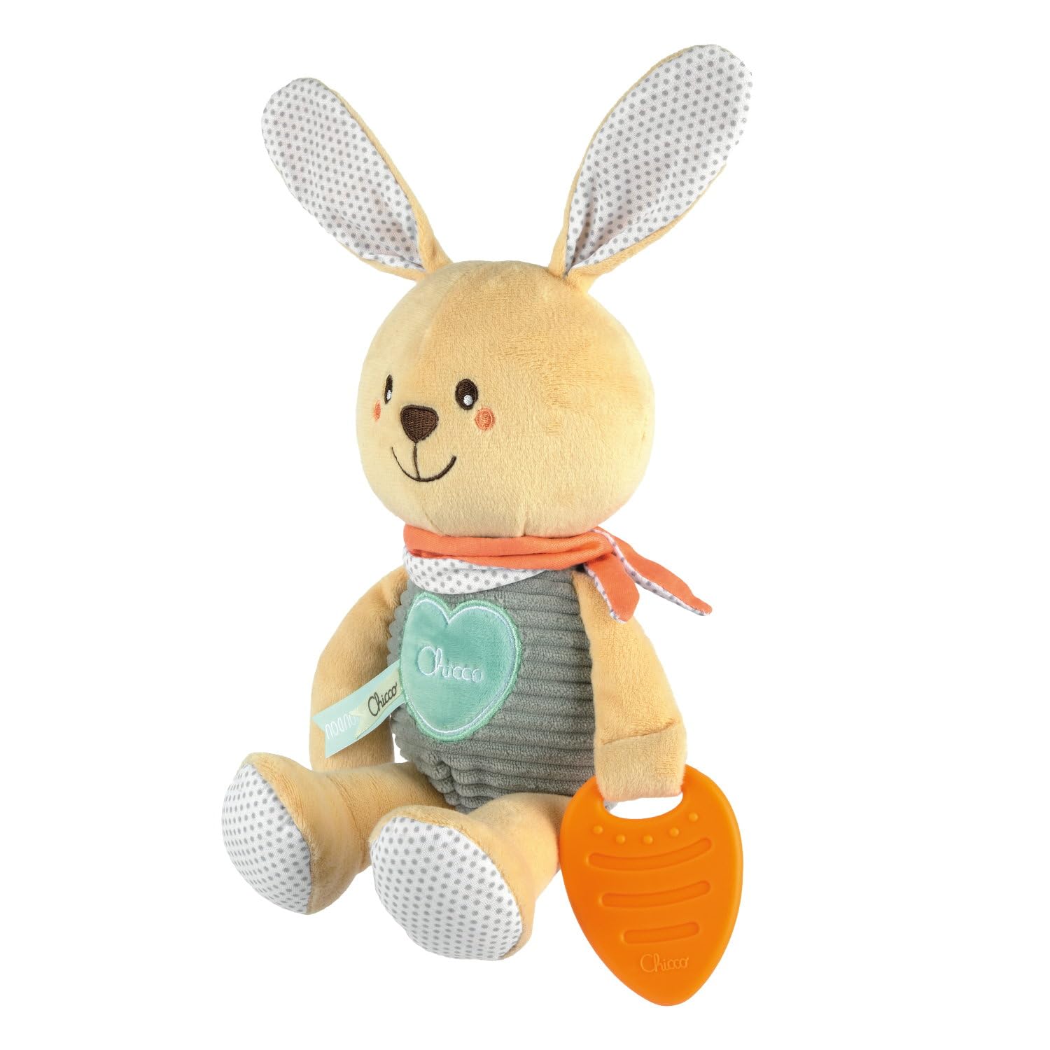Chicco My Sweet Doudou Congilietto Coccolone, Morbido Coniglietto Realizzato con Diversi Tessuti, con Carotina in Plastica Morbida per Dentizione, Giochi Bambino, 0 Mesi+