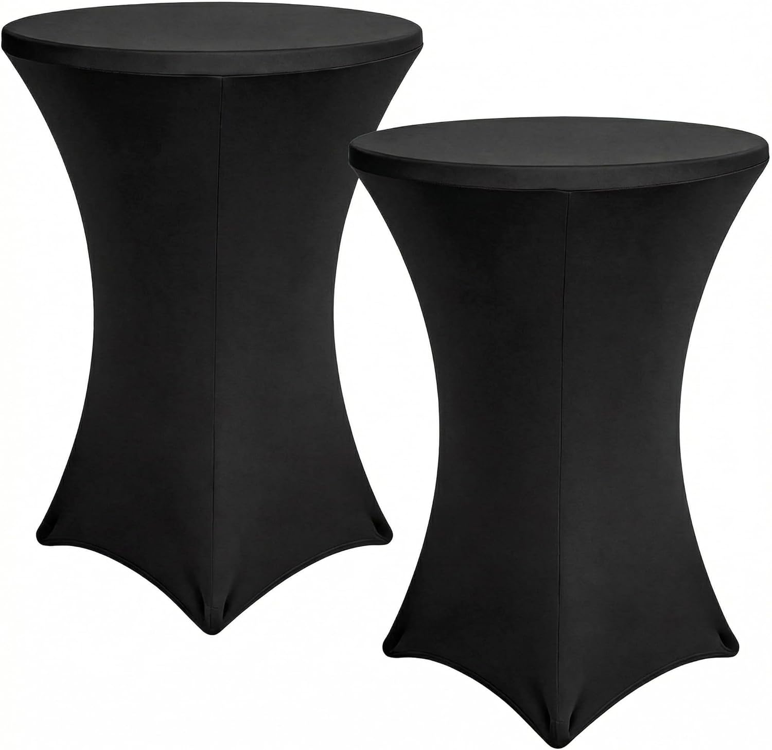 Cocktail Table Cover, 2 Pack Spandex Fitted Cocktail Tablecloths, Stretch Round High Top Table Cloths for Bar Wedding Party Banquet, Black, 30"-32" Diameter x 40"-43" Height