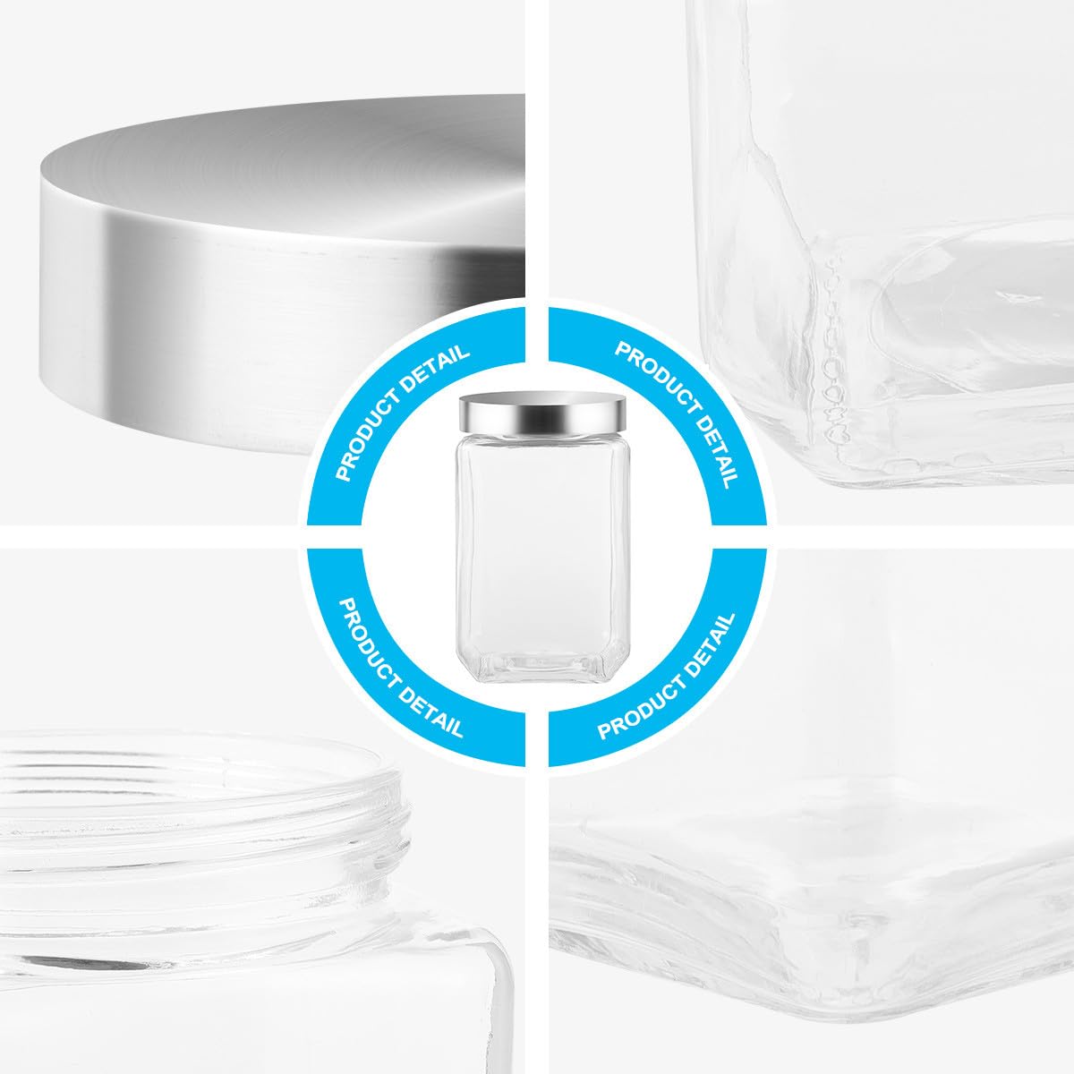 Barattolo Ermetico Facile da Pulire Coperchio in Acciaio Inox in Vetro Trasparente da 1500ml e Riciclabile per Conservazione Alimenti Quotidiana in Cucina