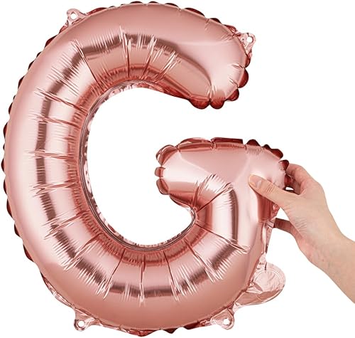 Restaurantware Balloonify - Globo de letras de 16 pulgadas, 1 globo de fiesta del alfabeto, letra G, autosellante, lámina de oro rosa, globo de