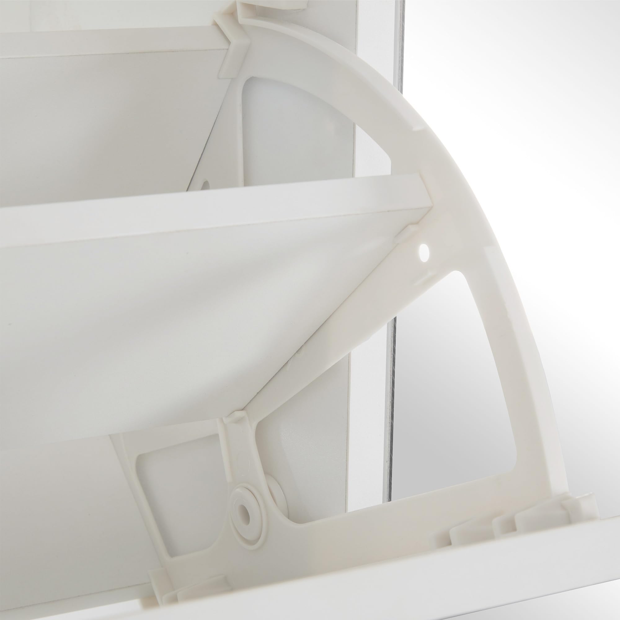 SACOOL Zapatero moderno con espejo, 4 compartimentos de almacenamiento plegables, estante ajustable detrás del espejo derecho, ideal para el pasillo, color blanco, tamaño: 80 x 147 x 24 cm