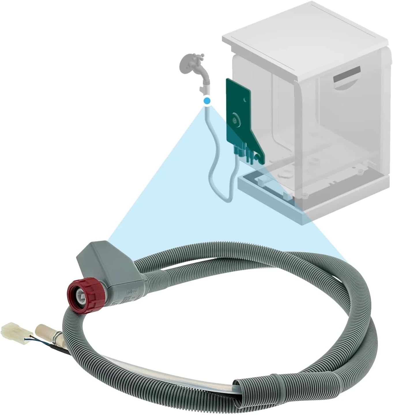 皿洗いホース、 1ES-L 食器洗い機用 アクアストップ 給水ホース 1.8m 互換性がありますBeko対応 、水道管の組み立て