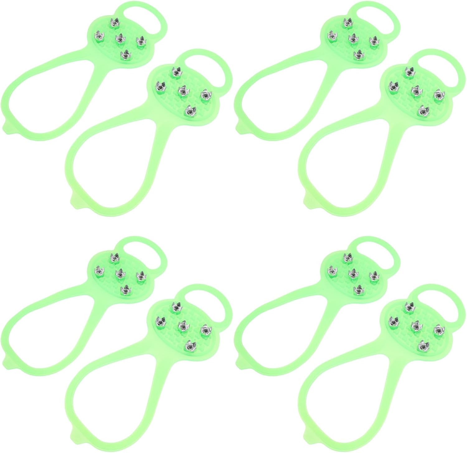 4 Pairs Ice Gripper Shoe Crampons for Adults 35-45 Green