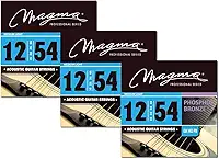 Magma - Cordas de guitarra acústica – 3 conjuntos de cordas acústicas de bronze fósforo leve médio calibre 12-54 (0,12" - 0,54") - GA140PB