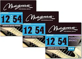Magma - Cordas de guitarra acústica – 3 conjuntos de cordas acústicas de bronze fósforo leve médio calibre 12-54 (0,12" - 0,54") - GA140PB