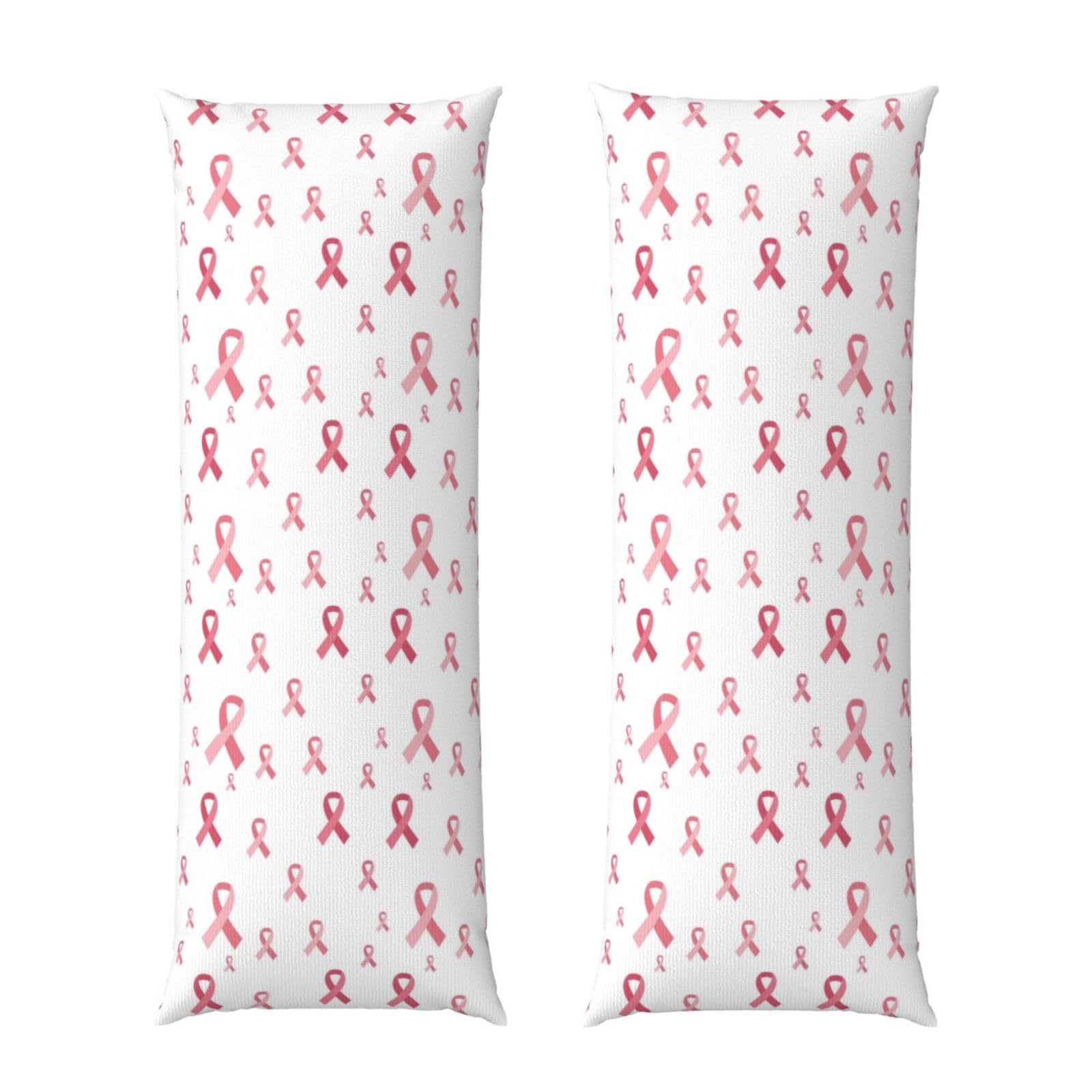 Body Pillowcase 20x60 Breast Cancer Awareness Pink Ribbons White, Cozy Plush Velvet Pillow Cover with Hidden Zipper, Soft Cushion Case for Bedroom Sofa Home Decor