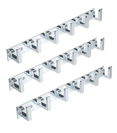 Craftbin Aluminium 6 Pin Cloth Hooks Hanger Door Wall Mounted, Hook Rail for Hanging Keys, Clothes, Towel, Napkin, Bathroom Accessories (Silver) - Pack of 3