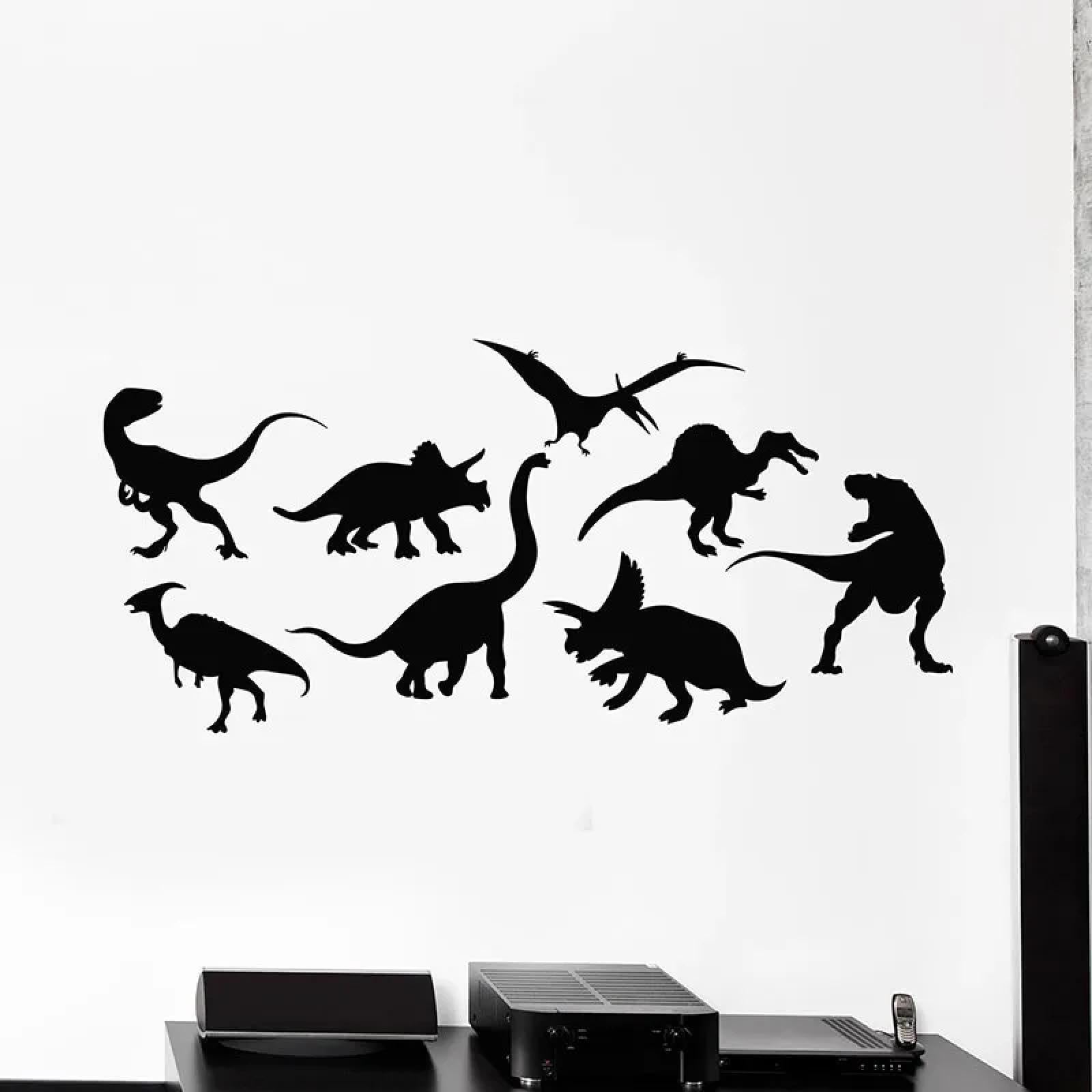 Youousi Boys Black Cartoon Predator Dinosaur Park Dinosaur Wall Decal For Kids Bedroom Nursery Vinyl Window Stickers For Kids