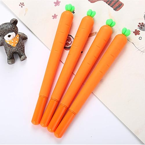 Miniatura 6 de Halloluck 24 bolígrafos de tinta de gel de zanahoria, lindos bolígrafos de silicona para suministros escolares de oficina, regalos para estudiantes,