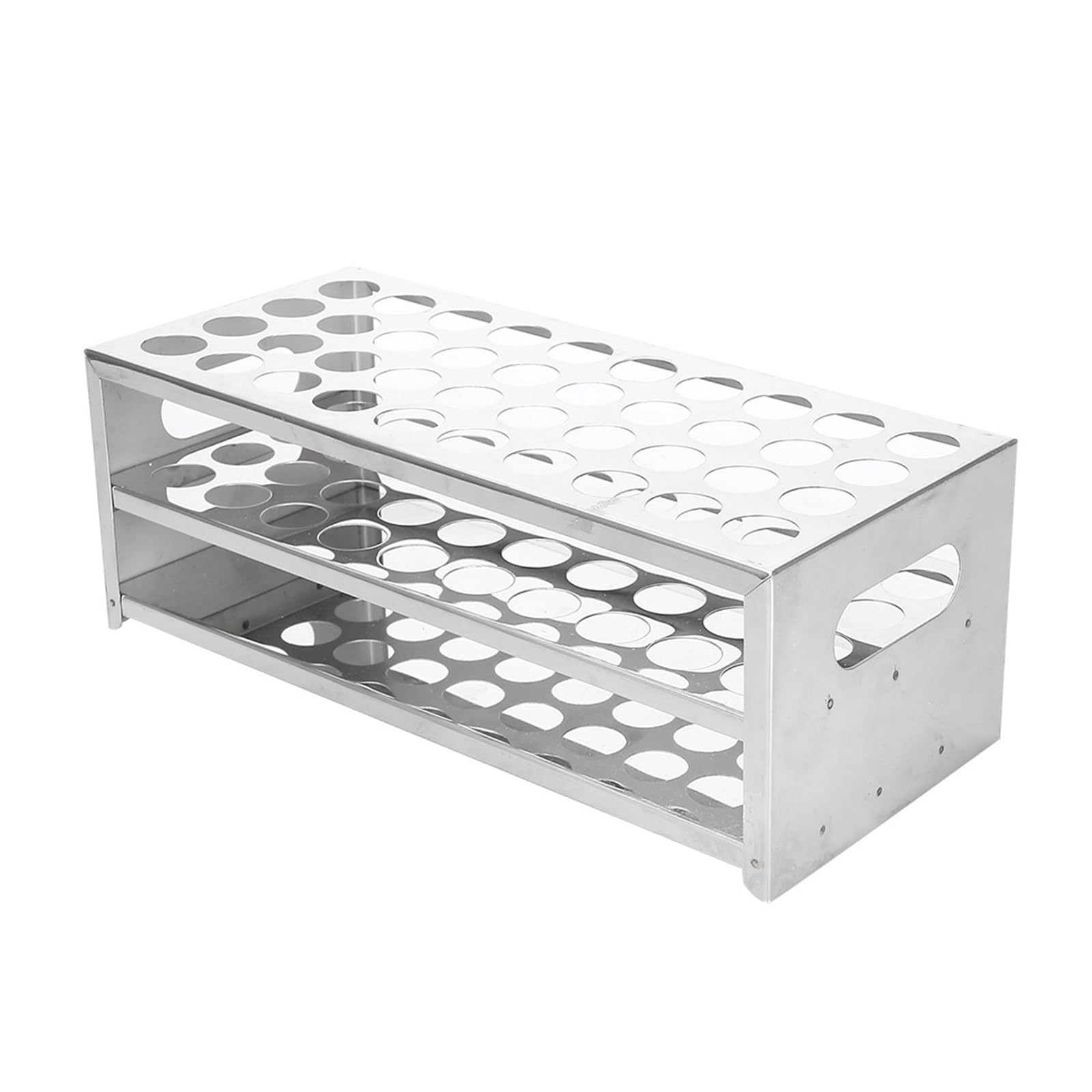 Reagenzglasgestell 40-Loch-Röhrchenständer, doppelschichtiger Reagenzglasständer aus Edelstahl, 304-Stanzplatte