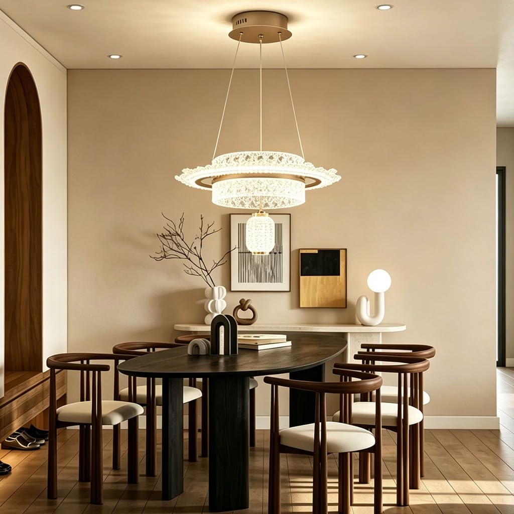 Lampada a soffitto Stile italiano Plafoniera Lampada Lampada LED moderna in stile francese Ferro Altezza regolabile Regolazione della temperatura colore su tre livelli Sala da pranzo Atrio