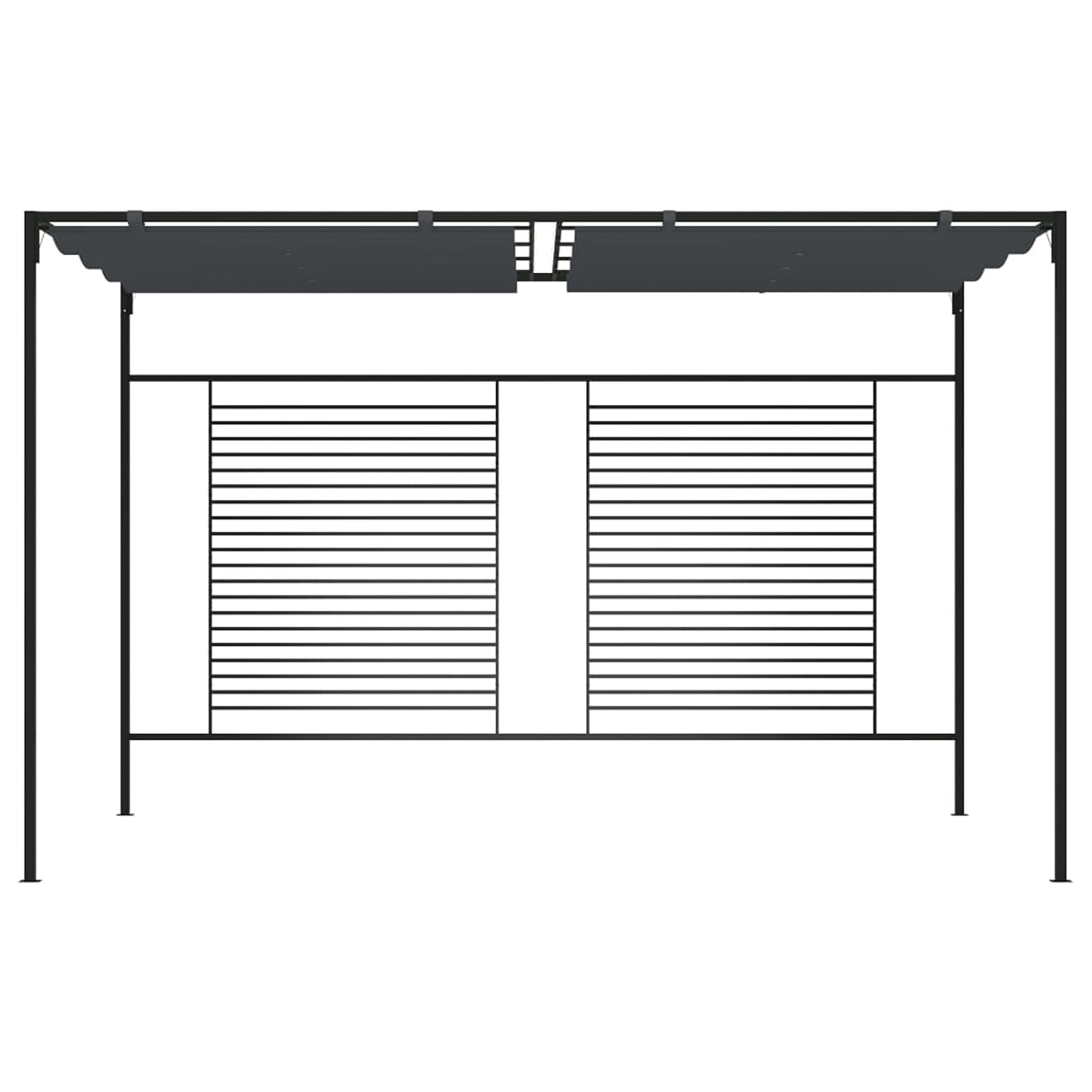 Festnight Pérgola de Jardín 400x300x233 cm, Cenador con Techo Retráctil, Pérgola con Toldo para Patio Terraza, Cenador de Metal y Tela Resistente al Agua y a UV, Gris Antracita