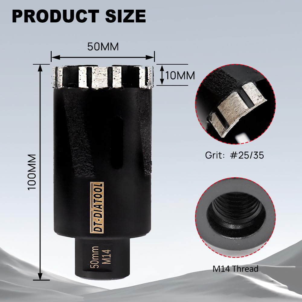 DT-DIATOOL Diamentowe wiertło 50 mm spawane laserowe piła do twardego granitu marmuru betonu