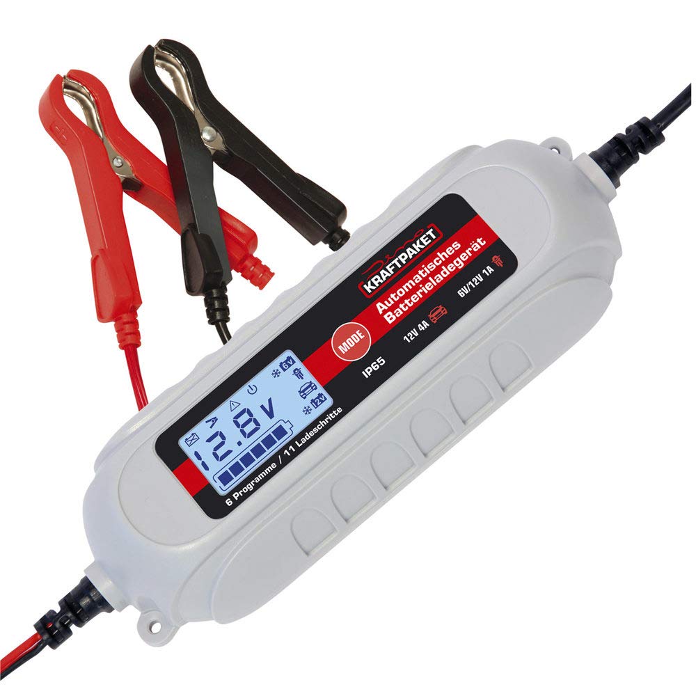 Dino KRAFTPAKET Chargeur de Batterie 4A-6 V/12 V avec testeur de Batterie IP65 pour Voiture Motorrard Quad ATV Bateau