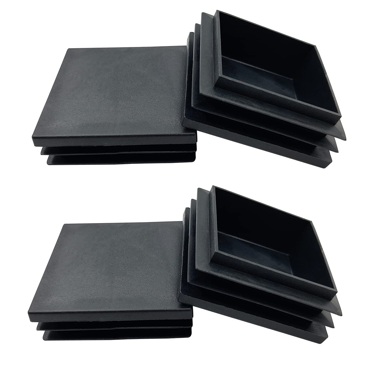 ZYYC 4 Pack 2'' Inch End Cap Square Tubing Black Plastic Plug,Tubing Post End Cap Suitable for Square TubeSquare Plastic Plug, Tubing Post End Cap