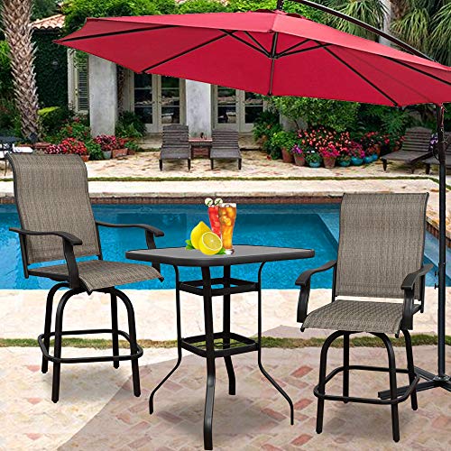 3PCS Patio Furniture Swivel Bar Set,Outdoor Furniture Patio Chairs Set,All-Weather Outdoor Patio Furniture 360 Degree Swivel Chair and Patio Table Suitable for Patio,Bar Set,Garden(2 Stools&1 Table) - Thumbnail 2