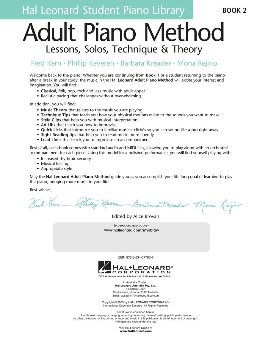 Adult piano method book 2 piano +enregistrements online: Us Version: 02 (Hal Leonard Student Piano Library)