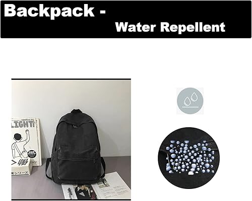 Miniatura 4 de Mochilas estéticas, ligeras, repelentes al agua, informales, para mujer, hombre, escuela, regalo para estudiantes, Negro -, Mochila