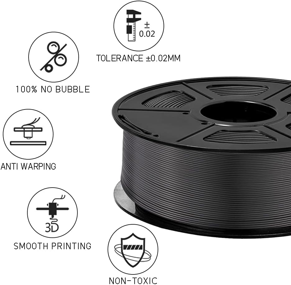 JAYO 3D Printer Filament, PLA 1.75mm Dimensional Accuracy +/- 0.02mm, 3D Printing Material fit for FDM 3D Printers, PLA Black 1kg