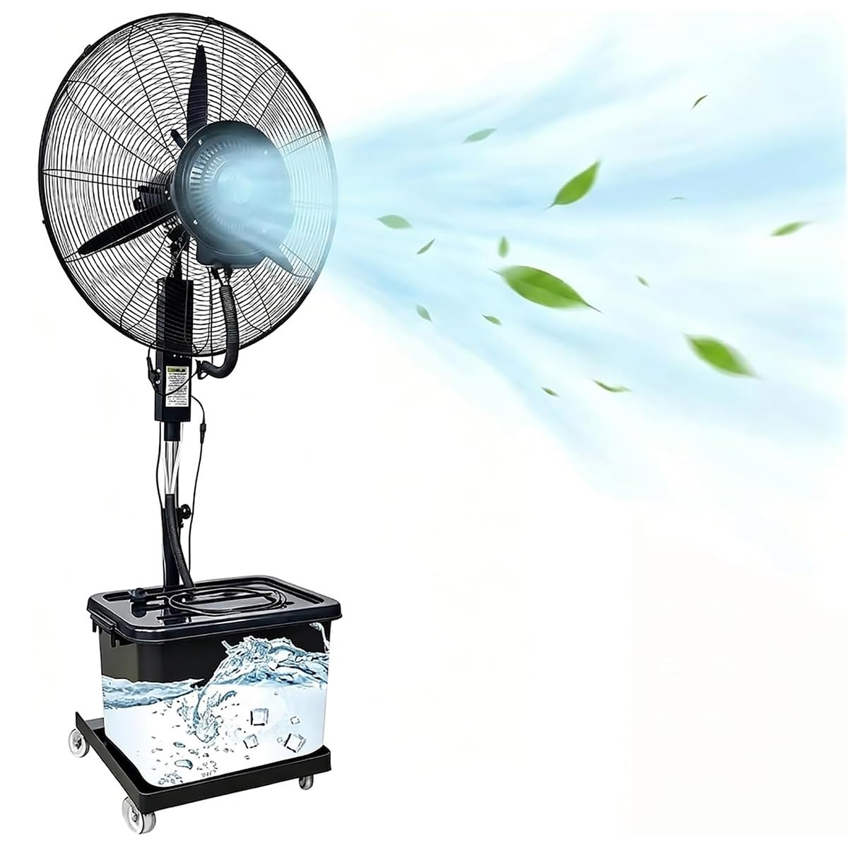 asdchZen Misting Fan Large 42L Tank, 3 Speeds, Wheels With Brakes, Adjustable Height For Garage, Greenhouse, Terrace, Warehouse,75cm/29.5in