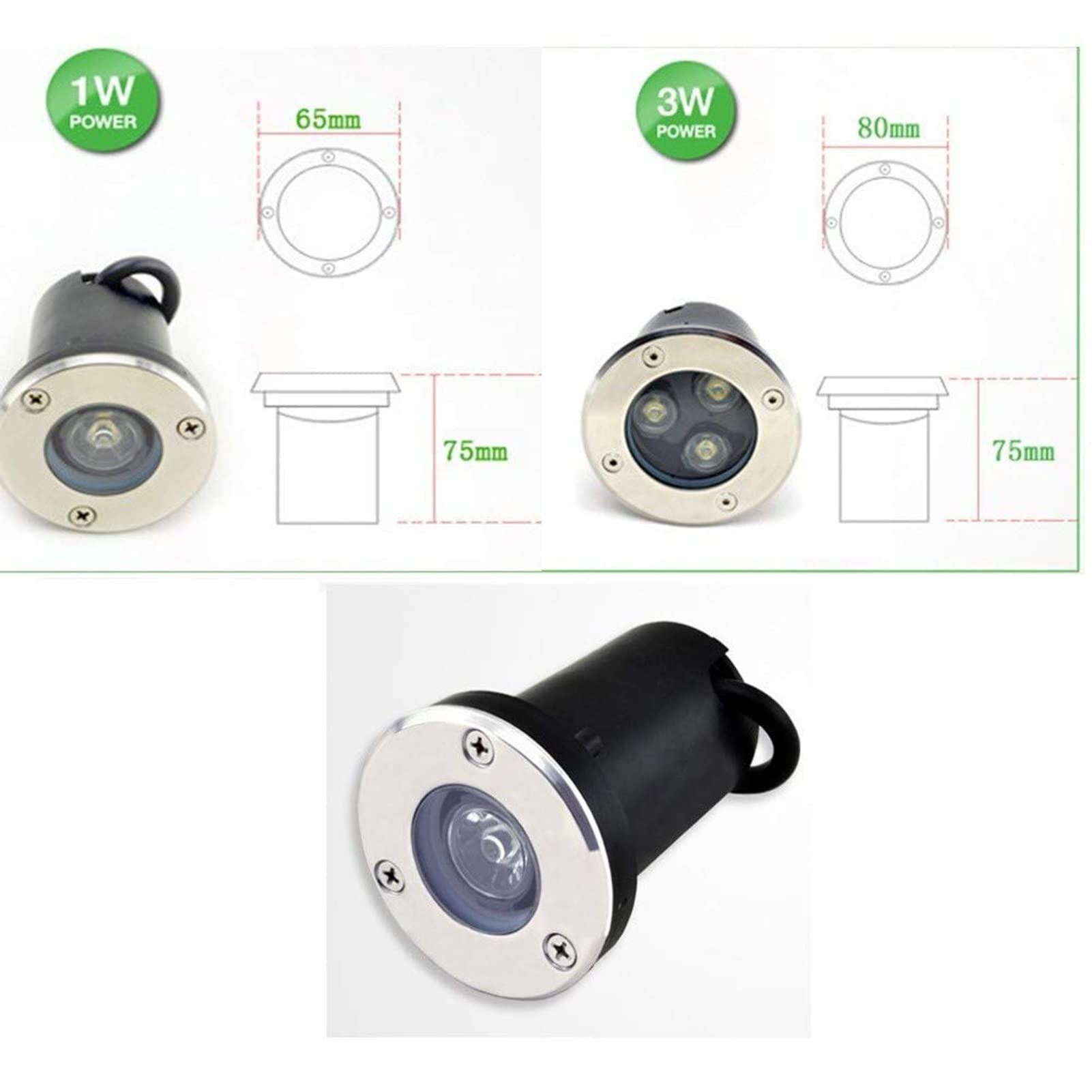 Focos Suelo Led Exterior - Empotrable Al Aire Libre Focos, AC85 ~ 265V Led Decoración De Luz Exterior Focos De Suelo Integrados, Luces Empotradas Impermeables IP65 Para Exteriores, Jardines(Blue,3W)