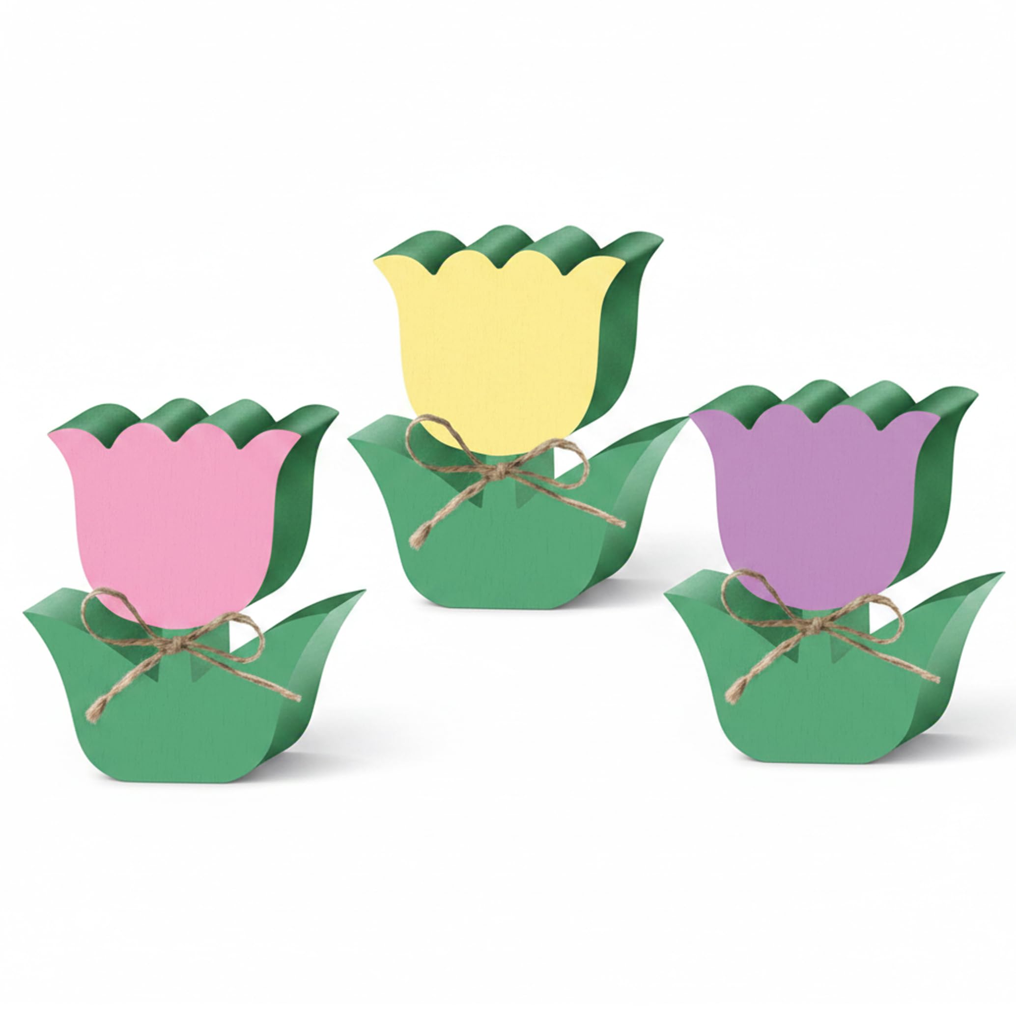 Tsawntd Statues, Wooden Tulips, 3pcs Mini Wooden Tulips Decor - Spring Home Accents For Tabletop Mantel Shelf Decor