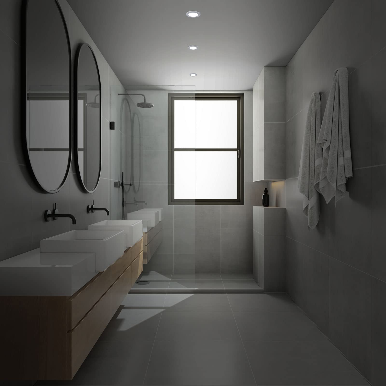 BRILONER - Juego de 3 focos empotrables de LED en el techo, focos empotrables de LED en el baño, focos empotrables en el baño IP44, cromo mate, 92x45 (DxH)