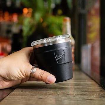KeepCup Thermal - Vacuum Insulated Stainless Steel, QuickSip Reusable Coffee Cup with Splashproof Sipper Lid - Extra Small XS 6oz/180ml - Black