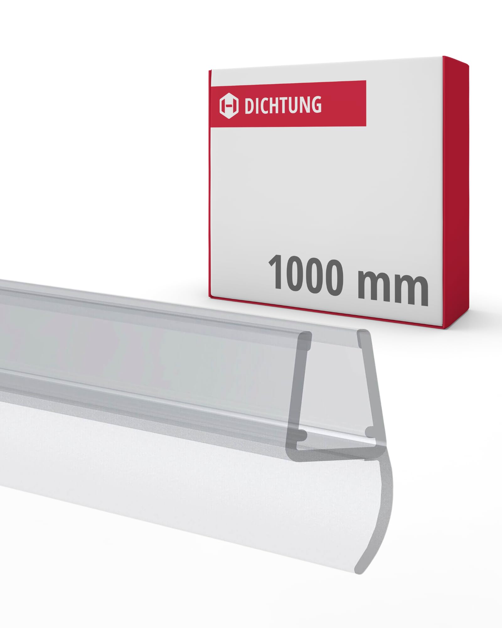Gedotec Mittel-Dichtung 180° | 1 Stück | Duschtürdichtung mit seitlicher Duschlippe | Länge: 1 m | Duschdichtung 6 mm - 8 mm | Glasbodendichtung PVC wasserabweisend | Duschkabine Dichtung Duschtür