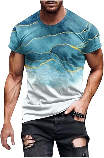 Mens T-Shirts Regular Fit Short Sleeve Print Graphic Tee Shirts Casual Sport Shirt Loose Crewneck Summer Clothes