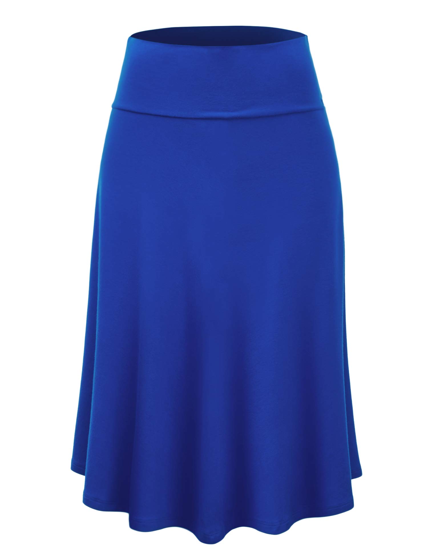 Lock and LoveWomen's Solid Ombre Lightweight Flare Midi Pull On Closure Skirt S-XXXL Plus Size