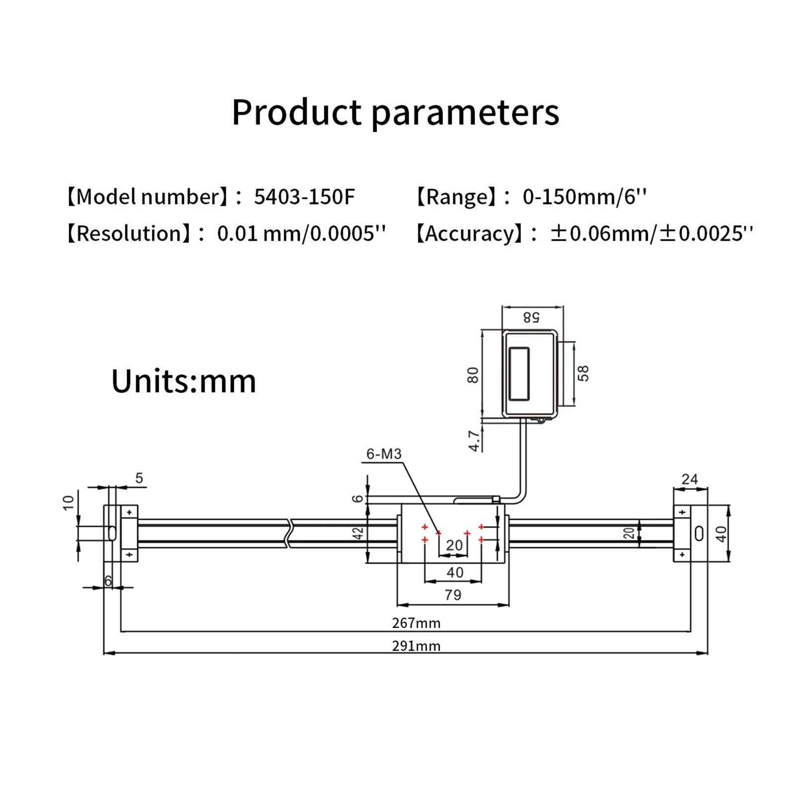 Codificador de escala lineal de precisión Lectura digital lineal 0-150 mm/0-200 mm/0-300 mm 0,01 mm Lectura digital remota magnética E lineal digital Pantalla externa para máquina cortadora y fresador