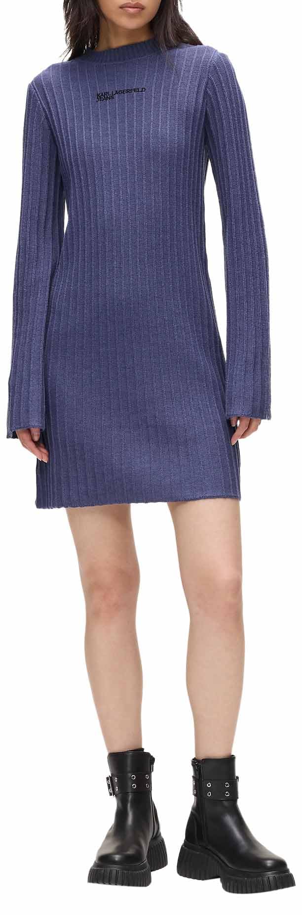 Karl Lagerfeld Jeans, Damska, Sukienka Z Plisse Knit, Regular Fit