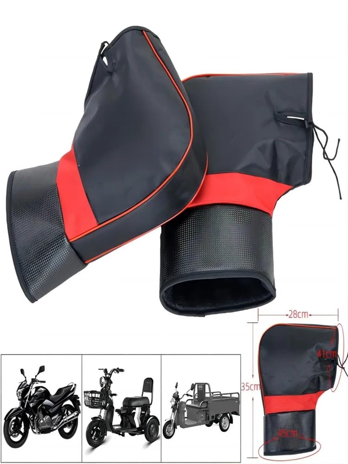 Rękawiczki na kierownicę, Rękawice motocyklowe Zimowa ciepła rączka Wiatroodporny uchwyt motocyklowy Osłona termiczna Akcesoria(Black Reflective strip)